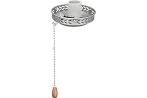 Aspen Creative 22001-11, One-Light Ceiling Fan Fitter Light Kit with Pull Chain, Brushed Nickel