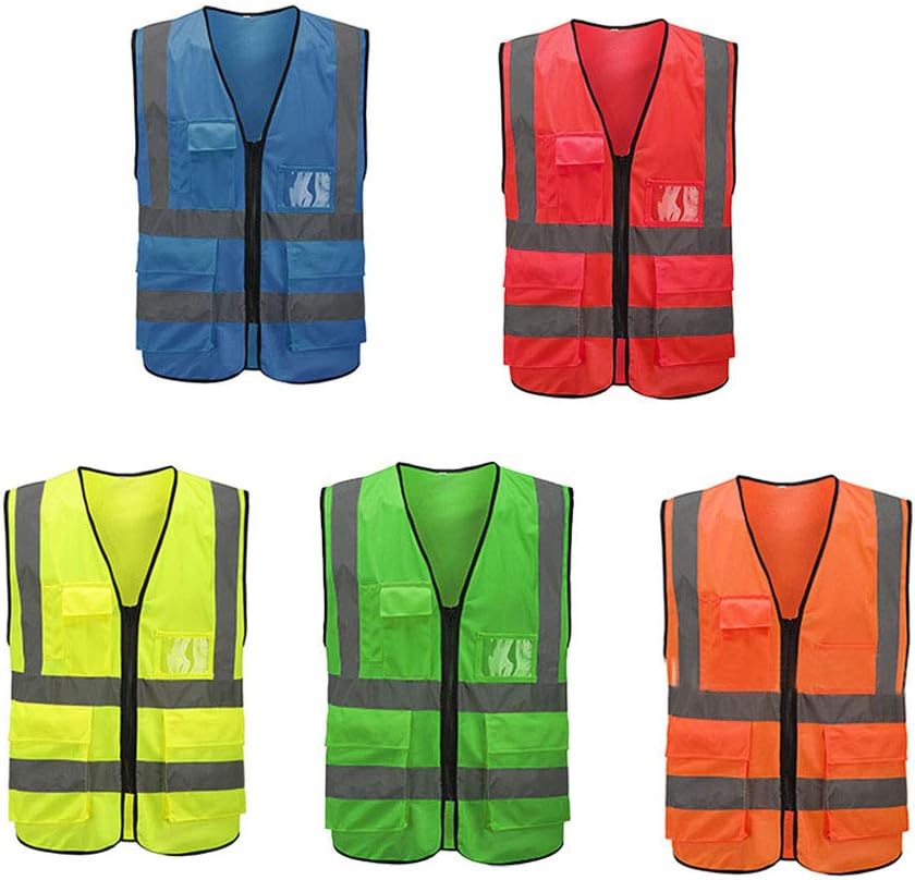 Mintice Deep Green High Visibility Safety Vest With Zipper Reflective Jacket Security Waistcoat Strip Wear Traffic Road Working Warning Clothes Women Man