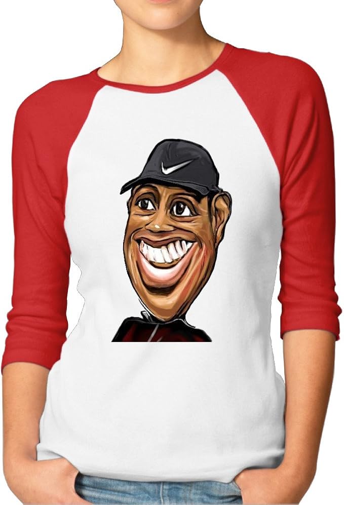 Amazon.com: Raglan Tiger Woods Retro T Shirt PrintingWomen's: Clothing