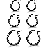 3 Pairs 925 Sterling Silver Hoop Earrings | Small White Gold Plated Hoop Earrings for Women (13mm,15mm,20mm,25mm,30mm,40mm,50mm,60mm)