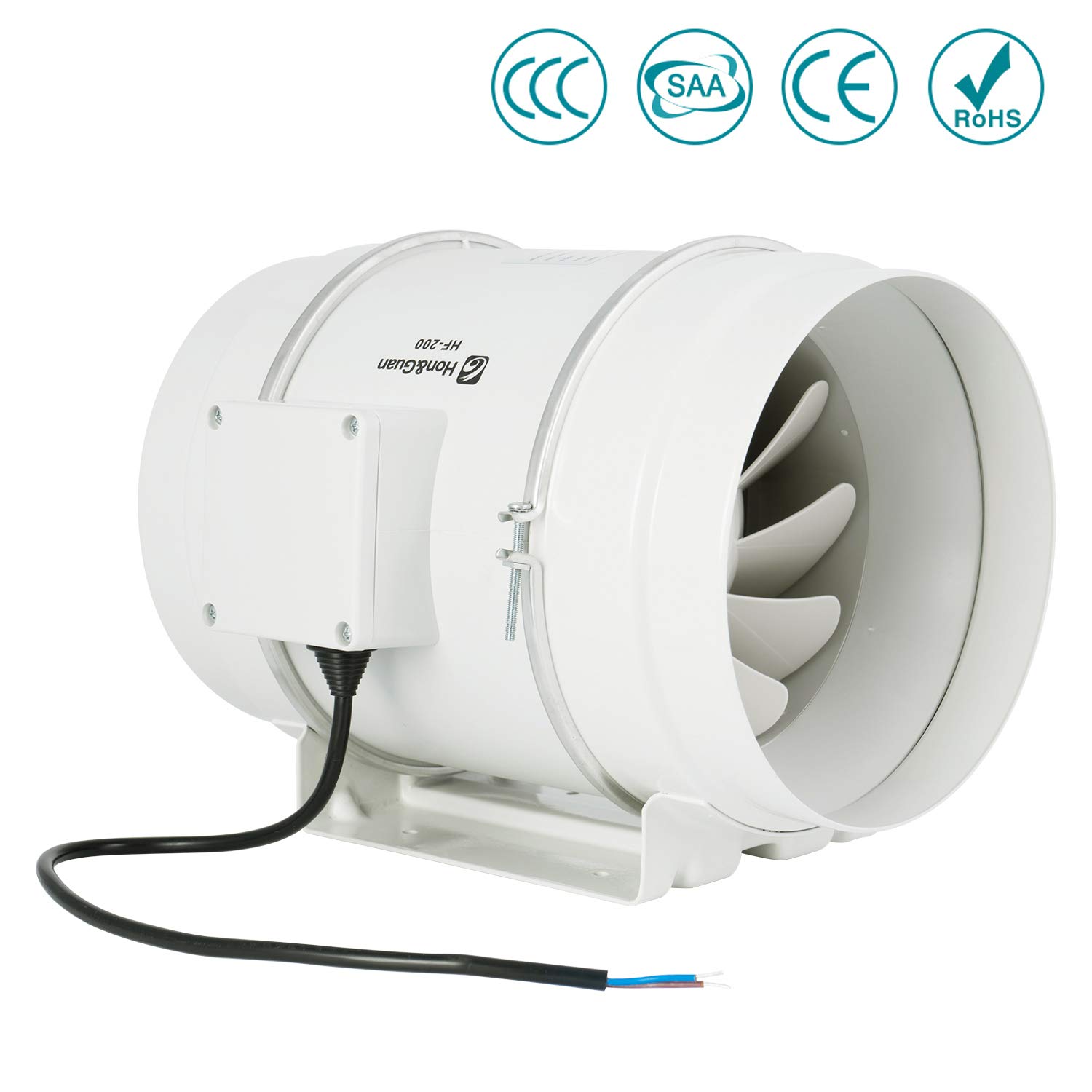 HG POWER 8'' Inline Extractor Fan with Strong Ventilation System Duct