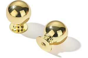 CABDM 10 Pack 1 Inch Vintage Ball Polished Brass Cabinet Knobs Kitchen Cabinet Hardware Drawer Knobs Pulls for Drawers.