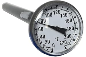 DuraChoice Pocket Thermometer 1" Dial, 5" Stem, 0-220