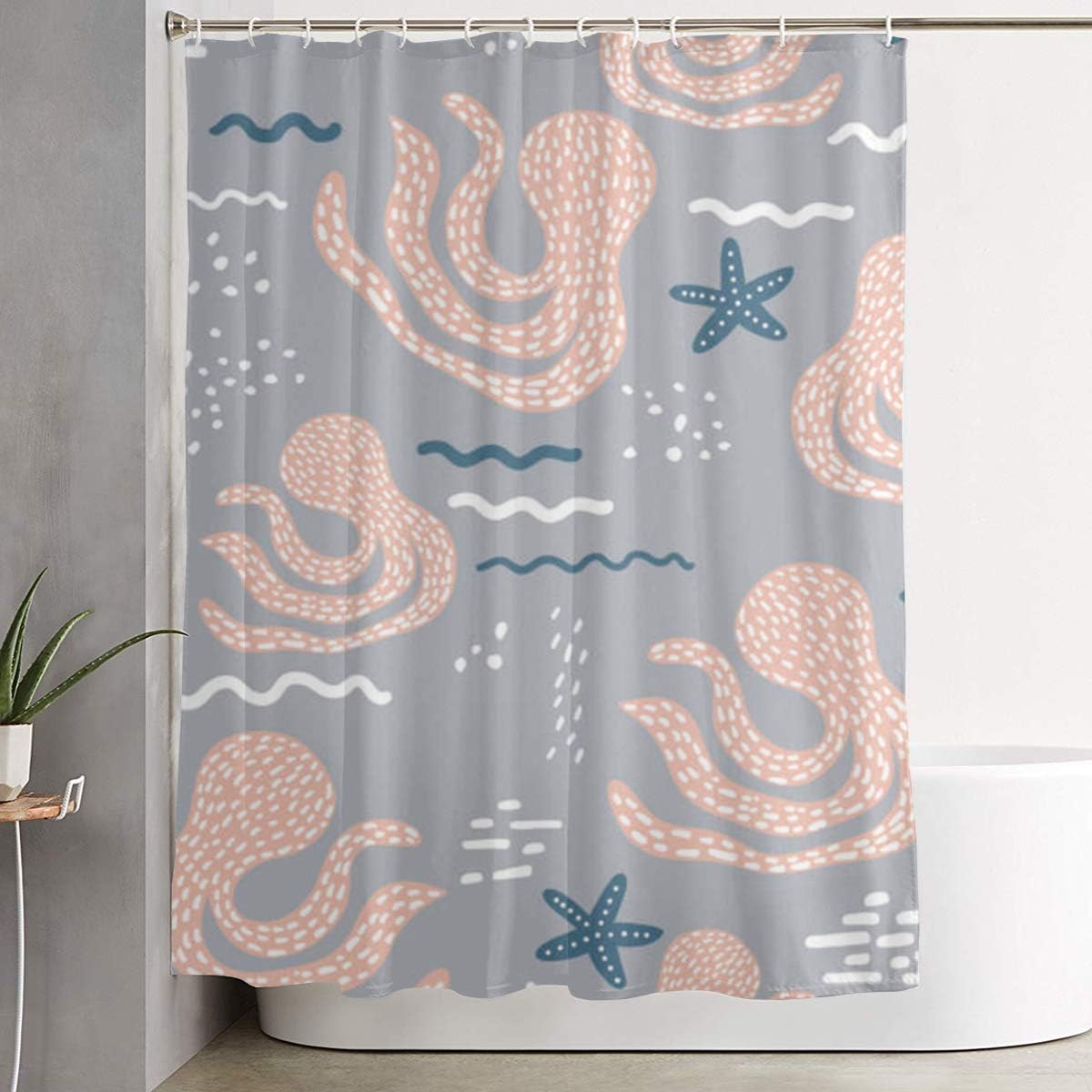 Zengxia Octopus Shower Bathroom Decor Sets With Hooks 60 X 72 Inche Amazon Co Uk Kitchen Home