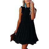 Ecrocoo Women's Mini Dress Casual High Neck Summer Beach Dress Loose Flowy Swing Shift Dresses Tunic