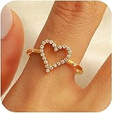Aavoein 925 Sterling Silver Cute Heart CZ Promise Ring for Women 14K Gold Plated Hollow Shiny Elegant Rings to Daughter Mother Dainty Stackable Ring 2025 Wedding Valentine's Day Jewelry Gifts