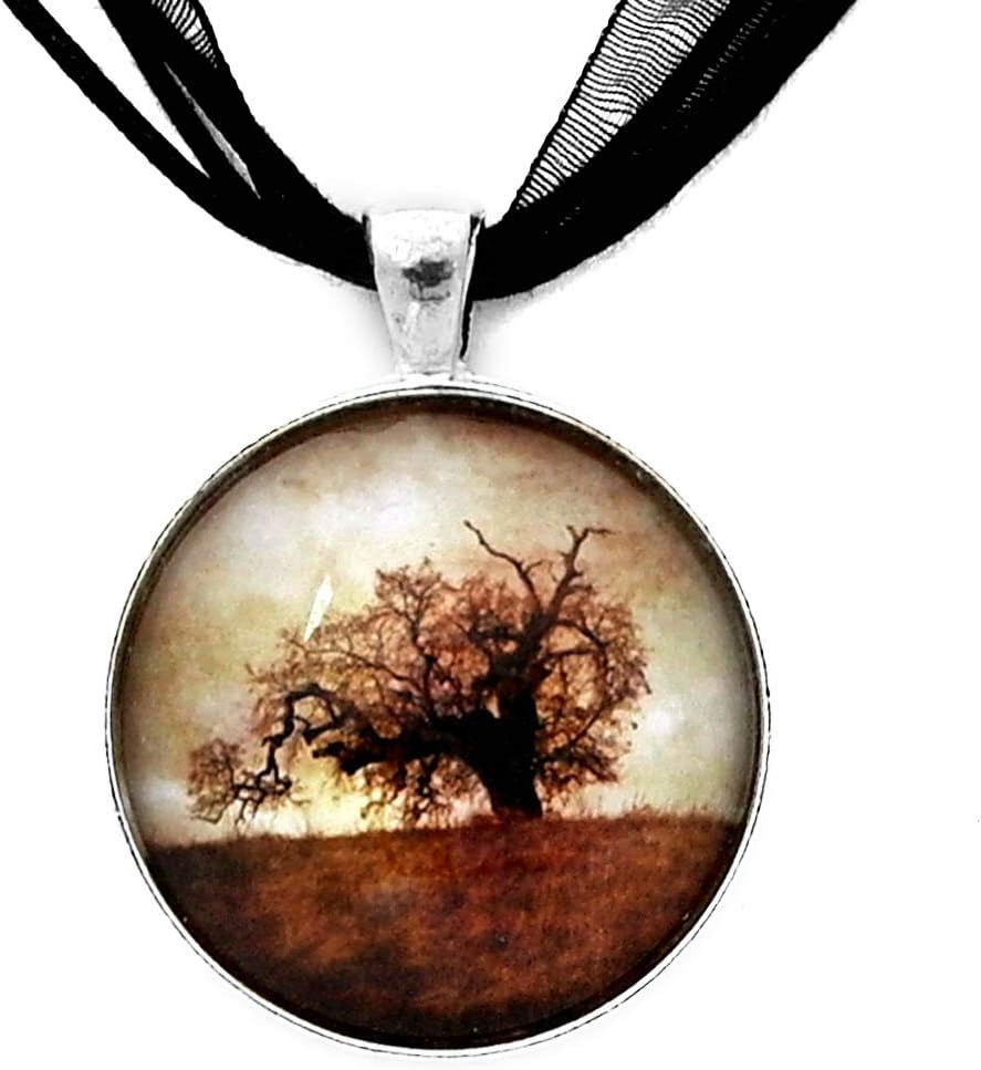 Laura Milnor Iverson Palo Alto Oak Tree Sepia Handmade Jewelry Photo Pendant