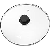 CnSneg 12 Inch Pan Lid For Pots Pans and Skillets, Cast Iron Skillet Lid, Large Tempered Glass Pan Lids, Replacement Pan Cove