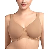 HSIA Minimizer Bras for Women Plus Size Full Coverage Unlined T Shirt Bra Seamless Underwire Cool Comfort Daily Bras Dark Beige
