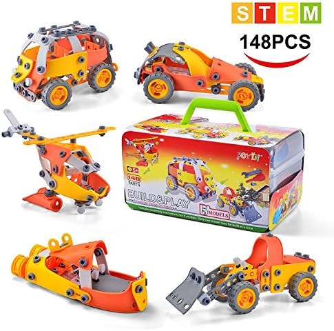Model Building Blocks Toys Set Cars Airplane DIY Kits to Build 5-in-1 STEM Learning Toys 148PCS Education Construction Engineering Building Toys Gifts For Kids Boys and Girls Toys