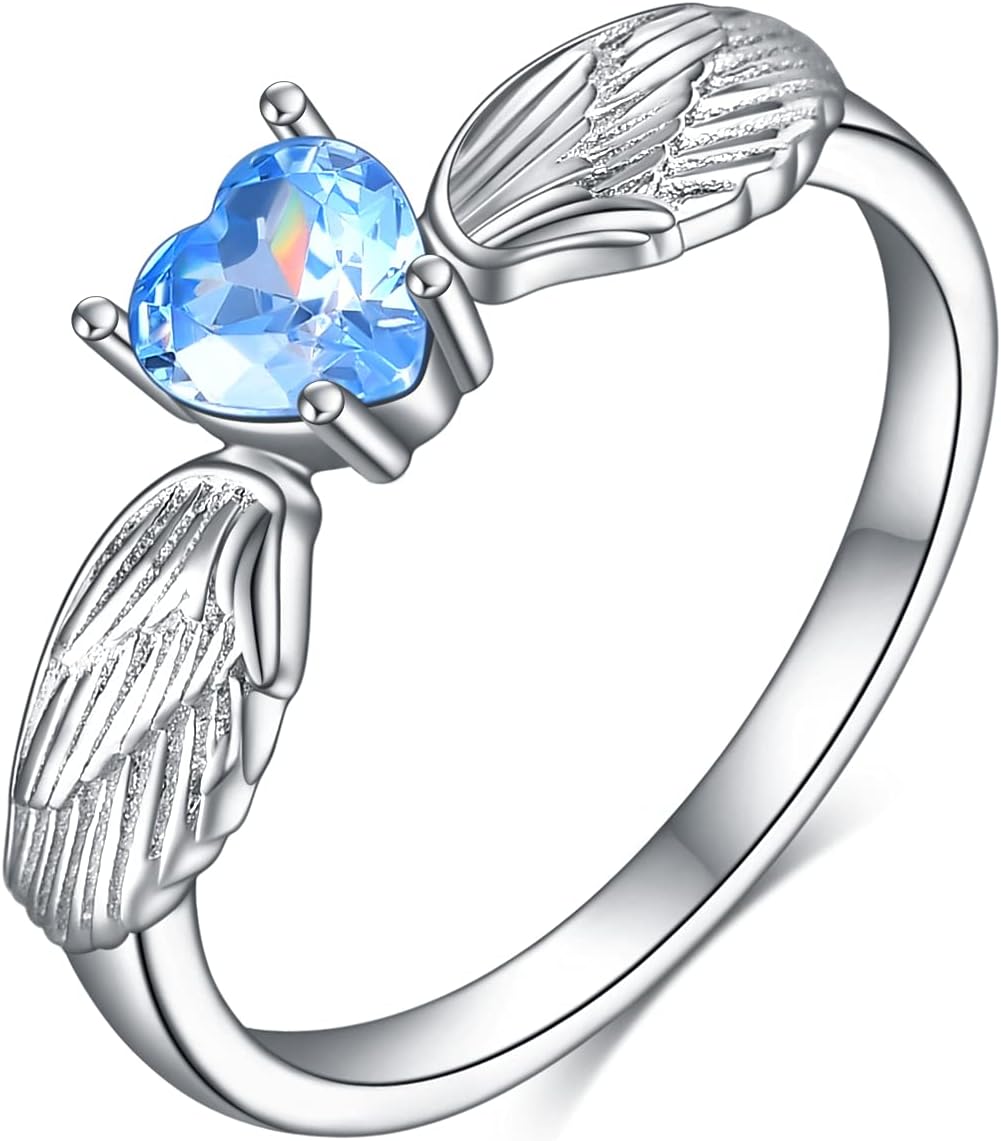 YFN Angel Wings Rings 925 Sterling Silver Guardian Angel Wings Rings