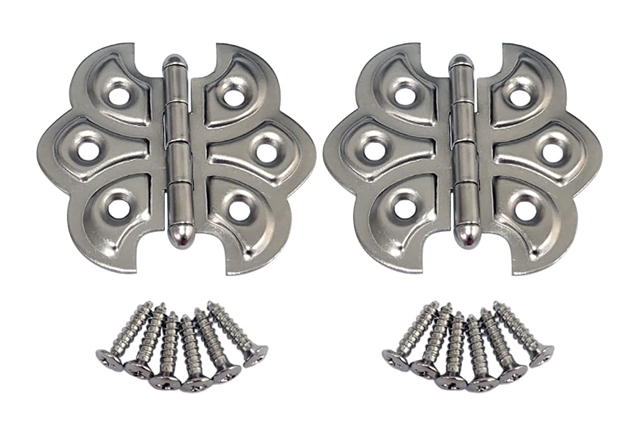 QCAA Butterfly Hinge for Cupboard Door, Nickel Plated, 2 Pack, Made in Taiwan