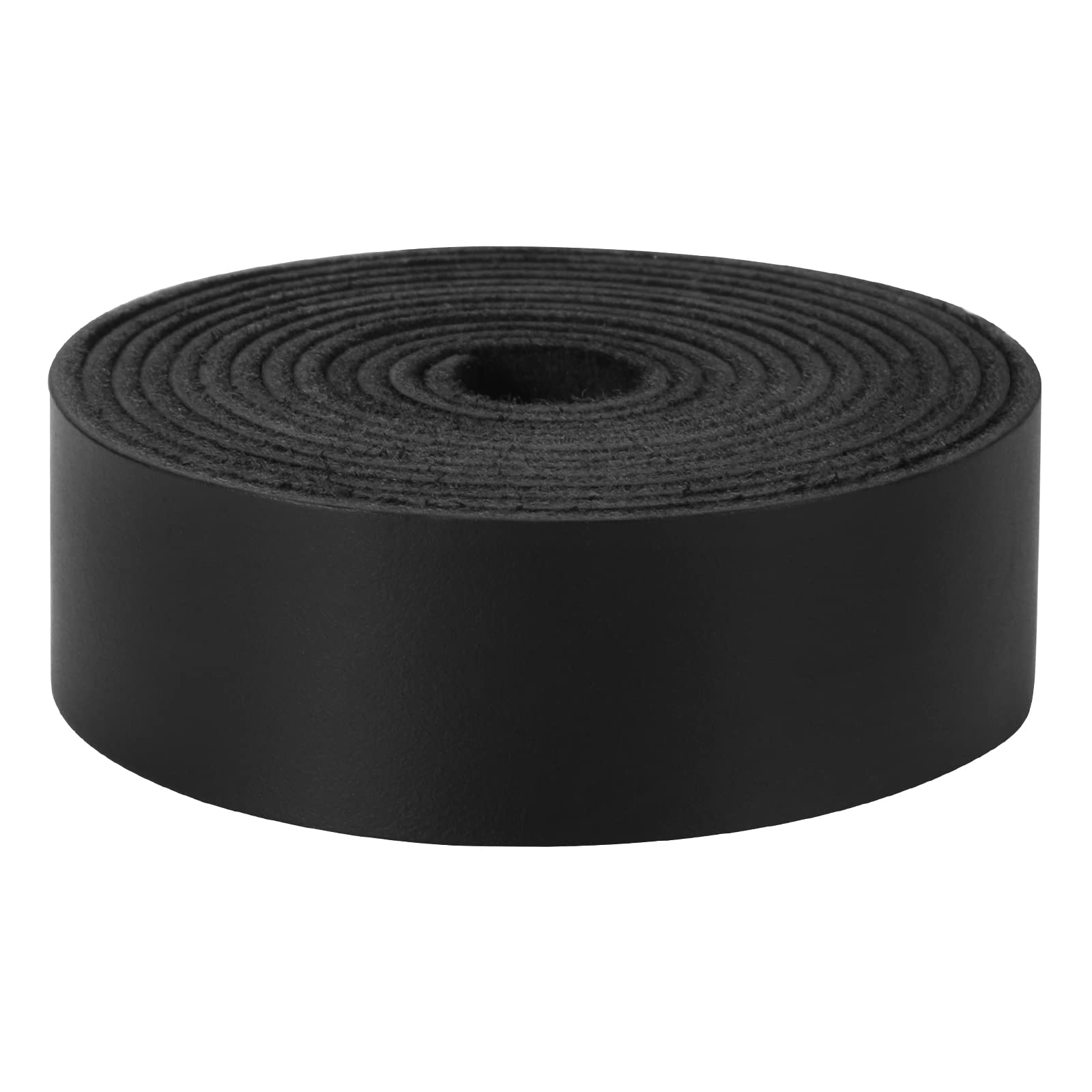 Ringsun 1 Inch Wide Flat Leather Straps for Crafts, Full Grain Leather Strips Cord String for Crafts, Tooling (2mm Thick 72.5 Inches Long Black)