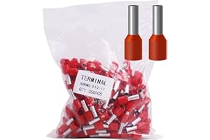 Fidioto AWG8 Wire Ferrules Terminals, 250pcs AWG8 Terminal Connector Wire Insulated Cord Pin Ends Terminals for Electric, Industrial, Chemical Industry, Power Control System, etc.
