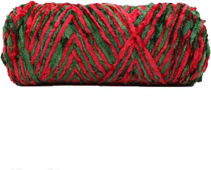 Bulky Vegan Soft Yarn Baby Chenille Velvet Yarn Knitting Crochet Yarn Crochet Chenille Yarn DIY Velvet Chenille Yarn 500g/1.1lb Red Green