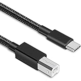 Deegotech USB B to USB C Printer Cable, 6.6FT Nylon Braided USB 2.0 Printer Cable for MacBook Pro/Air, USB C MIDI Cable Compa