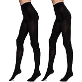 calzerika 90D Super Opaque Tights – 2 Pack, High-Waist, Full Coverage, Ultra Soft & Durable Pantyhose, Black Tights for Women