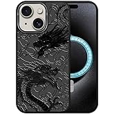 DAIZAG Case for iPhone 15, [Durable Shockproof Protective Magnetic Cover] [Compatible with MagSafe],Dragons Black