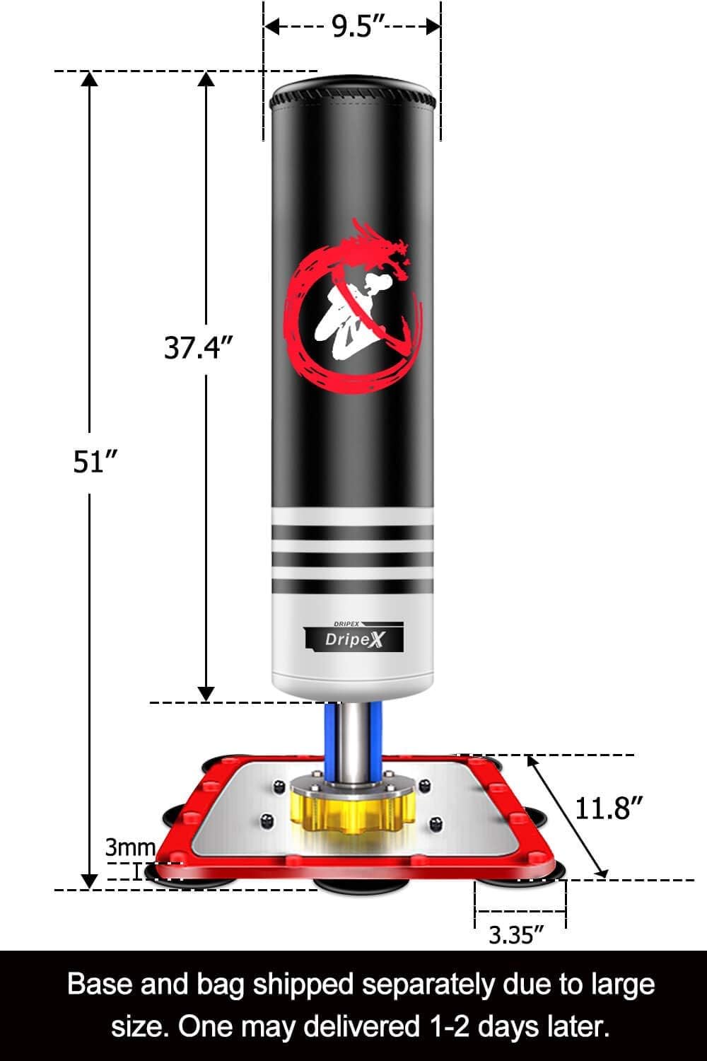 Sac De Frappe Sur Pied Dripex 165cm - Punching Ball Autoportant Avec Base à Sable/Eau | Pour Boxe, MMA