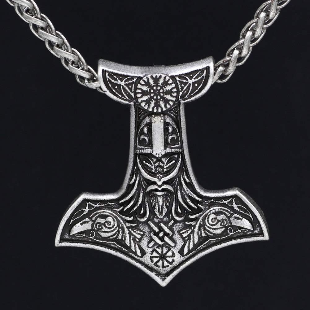 Tery Elegant Gorgeous Necklace Viking Amulet Mount Crow Long Sweater Chain Necklace-Sliver BS Chain