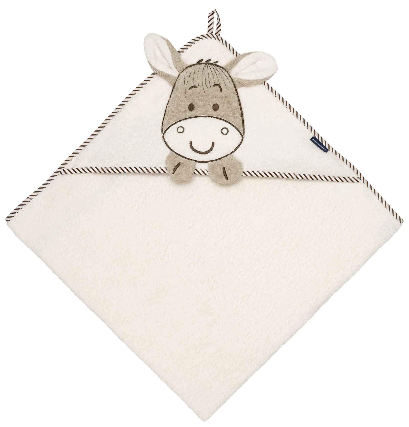 Morgenstern Children Hooded Towel with Donkey Embroidery 39" x 39" (100 x 100 cm) beige