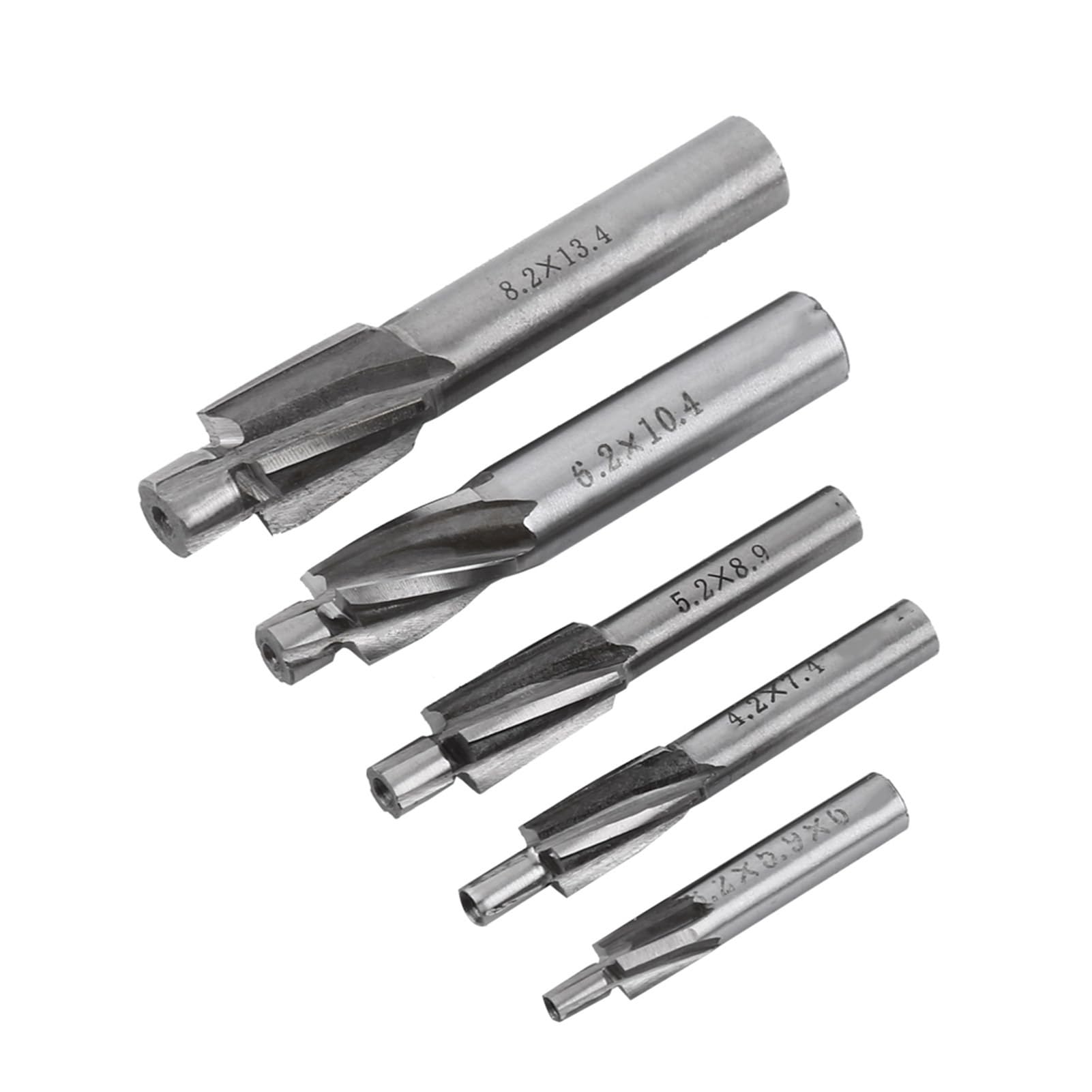 5pcs Counterbore Drill Bit Set M3 M4 M5 M6 M8 Countersink End Mill Cutter Set High Toughness Counterbore Set 4 Flutes HSS-AL Super-hard High Speed Steel Mill Cutter Set