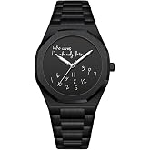 FANMIS Men’s Analog Stainless Steel Funny Dial Watch Octagon Bezel Watch | Minimalist Humorous Dial 30M Waterproof Business Dress Casual Watch Unique Gift for Men Creative Sketch Black and White Watch