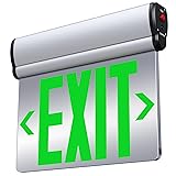 SASELUX Led Edge-Lit Exit Sign ,Brushed Aluminum