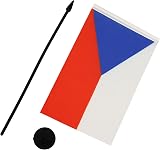AZ FLAG Czech Republic Table Flag 5x8 in 21x14 cm with Pole & Base view 3