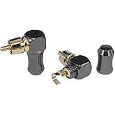 [2Pcs 90° Angle] Hi End RCA Male Plug Adapter Audio Phono Gold Plated Solder Connector KK-01