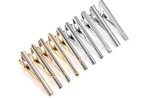 Wynameleri Mens Tie Clips Set 10 PCS Classic Shirts Dress Formal Business Silver Black Gold Necktie Pins Bars Box Packed
