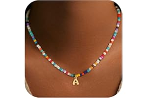 Treasure Bender Christmas Gifts for Grandkids Teen Girls - Colorful Beaded Bubble Initial Necklace for Girls Kids Women Teen Girl Gift Trendy Stuff Birthday Gift for 5 6 7 8 9 10 Year Old Girl Jewelry