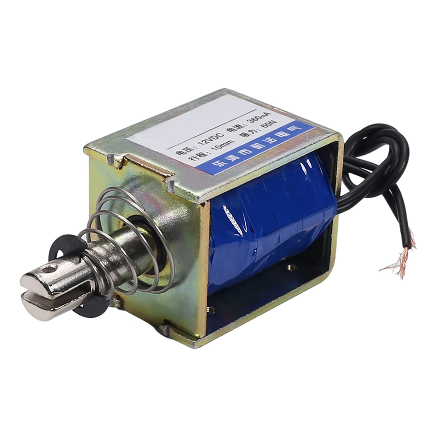 Fielect DC 12V 0.36A 60N Pull Type Open Frame Solenoid Electromagnet, 10mm Stroke, Linear Motion, JF-1250-12V