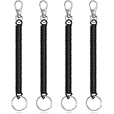 Aeaocvo 4 Pcs Retractable Spring Coil Keychain, Stretchy Lanyard with Keyring Lobster Clasp Keychain, Theftproof Anti-Lost Stretch Cord Safety Key Ring for Wallet Chain Keys Cellphone