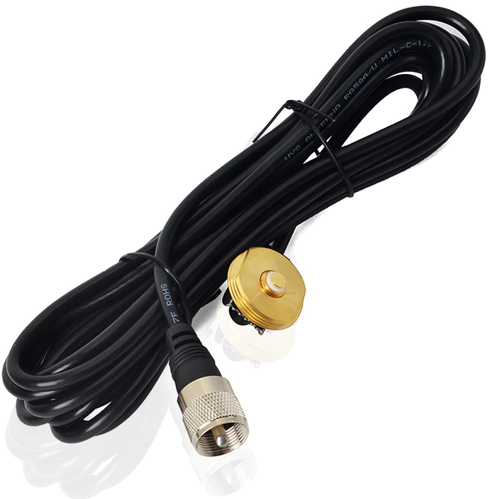 HYS TCJ-N1 3/8" to 3/4" Hole Mount with 13'/About 4m RG-58 Coax Cable NMO to PL259 for All NMO VHF/UHF/CB Radio Antenna