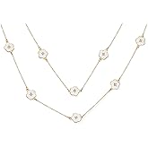 Bling Jewelry Fashion Black White Pink Aqua Orange Enamel Flower Long Wrap Layer 14K Gold Plated Crystal Accent Station Chain Wrap Layer Clover Necklace For Women 36 Inch