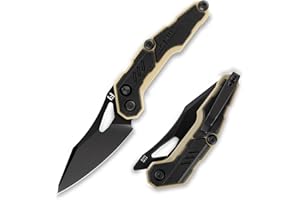Hightron SPECTRON Pocket Knife,Button Lock Knife with 3.05" M390 Steel Blade,Nylon Fiber Handle,EDC Folding Knife, Lightweight Folding Pocket knife with Clip for Men and Women, Black&Khaki