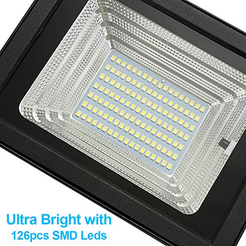 Solar Flood Light Remote Control,JPLSK IP65 Waterproof Dual 126 LED 18W Solar Panel Solar Powered Flood Lights Outdoor for Patio Backyard Garden Driveway Pool - Thumbnail 3