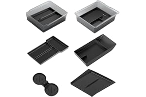 SUMK 2025 Upgrade Center Console Organizer Tray for Tesla Model Y Juniper Accessories 2026 [Tailor-Made, Non-Slip & Wear-Resistant and Easy to Clean] Durable ABS+Silicone Center Organizer Set - 6Pcs