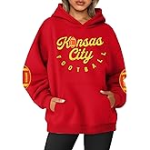 UNIQUEONE Womens Football Hoodie Game Day Sweatshirt Football Mom Shirt Casual Crewneck Pullover