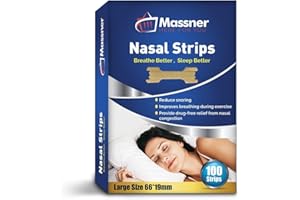 MASSNER Nasal Strips for Snoring & Breathing – Soft, Plastic-Free Nose Strips for Sleeping – Drug-Free, No Magnet Design for Comfortable Airflow (100 Count)