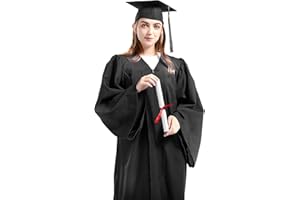 GRADWYSE Graduation Cap Gown 2024 Year Charm for College High School Graduates Black 54 Plus