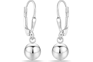 LeCalla Sterling Silver Drop Ball Earrings for Women's Lightweight Classic Leverback Round Bead Ball Drop Dangle Earrings