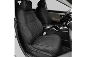 HKZ Fit CRV Car Seat Cover Full Set for Honda CR-V 2017 2018 2019 2020 2021 2022 CRV Touring;CR-V EX;CR-V Sport;CR-V SE & CR-V EX-L - Leather (Black)