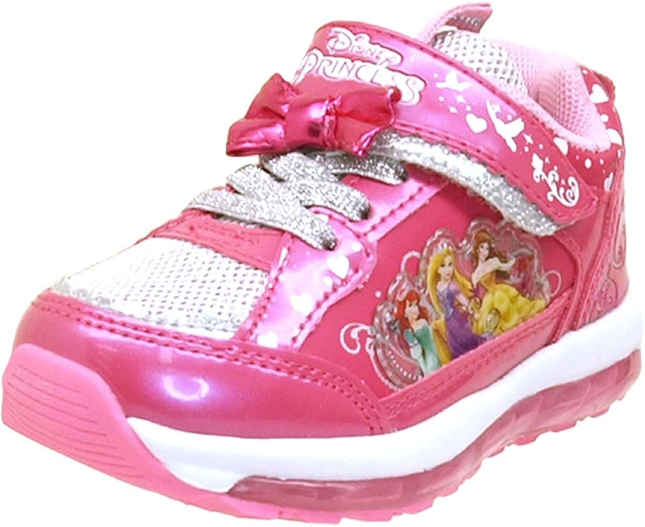 Amazon ディズニー Princess プリンセス 7224 光るスニーカー アリエル ラプンツェル ベル 運動靴 ベルクロ マジックベルト キッズ 16cm 01 ピンク Disney ディズニー 運動靴 スニーカー