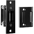 HOMOTEK 1 Pack Commercial Heavy Duty Door Roller Catch, Drive in Ball Catch with Strike Plate Solid Zinc Adjustable Silent Door Latch, Spring Tension Roller, Black