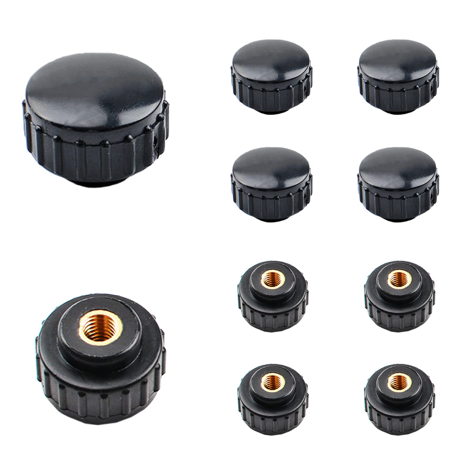 MOROBOR M5 Knurled Thread Clamping Knob, 10pcs Black Plastic Through Hole Set Brass Female Threaded Nut,Screw-On Handle Clamping Knob for Mechanical Equipment — image 1