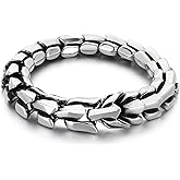 Azubpi Men's High Polished Silver Stainless Steel Viking Dragon Bone Bracelet Arrow Chain Bohemian Jewelry Gift for Men (Silver, 8.66 Inches)
