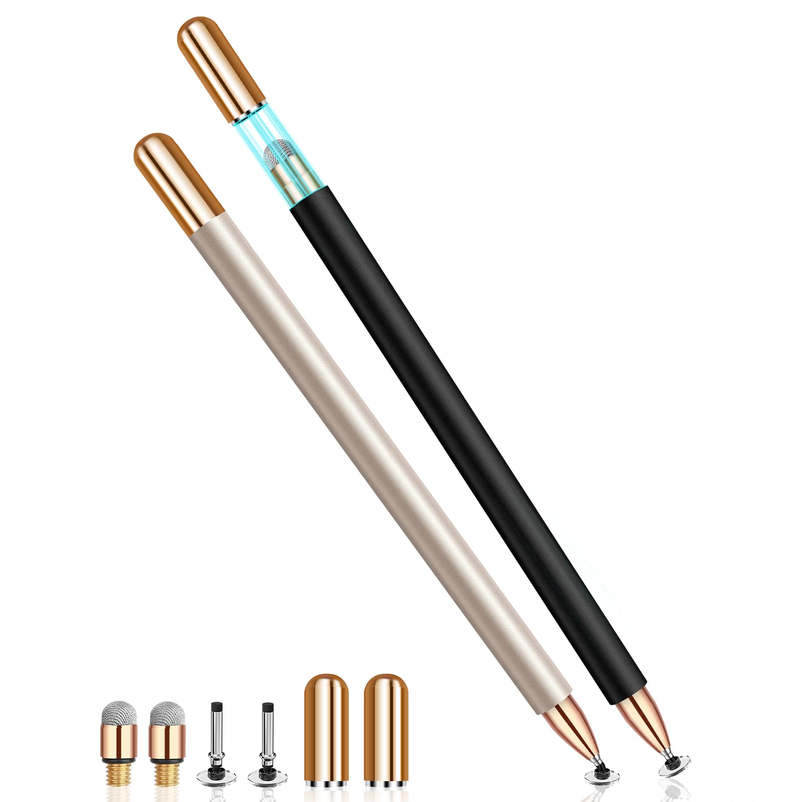 Mixoo Stylus Pen for Touchscreen, 2-in-1 Universal Stylu Pen for iPhone iPad Android Tablet Apple Kindle Chromebook Galaxy All Touch Screens, High Sensitivity Fiber & Disc Stylus Pens Magnetic Cap