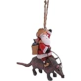 Santa Riding Armadillo Christmas Ornament, Holiday Hanging Decoration, 4 Inches